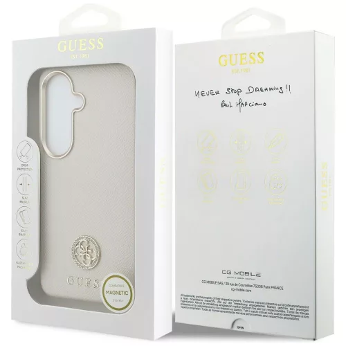 Guess - Strassz Kerek Logó MagSafe (GUHMS26SPGCRMDEE) - Samsung Galaxy S26 - Bézs