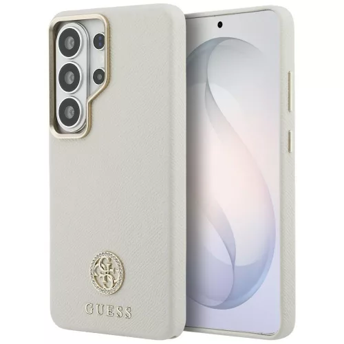 Guess - Strassz Kerek Logó MagSafe (GUHMS26LPGCRMDEE) - Samsung Galaxy S26 Ultra - Bézs