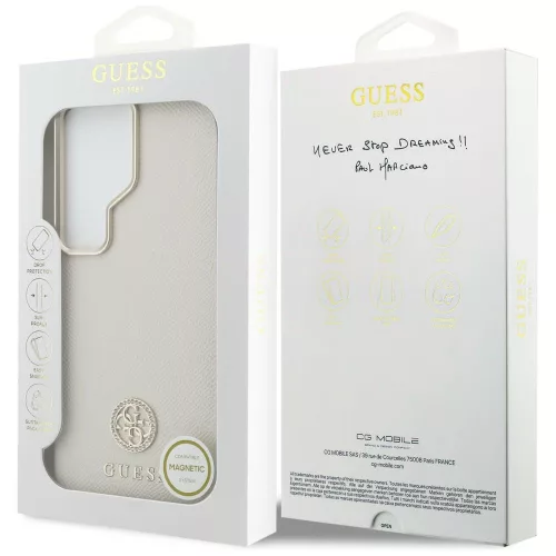 Guess - Strassz Kerek Logó MagSafe (GUHMS26LPGCRMDEE) - Samsung Galaxy S26 Ultra - Bézs