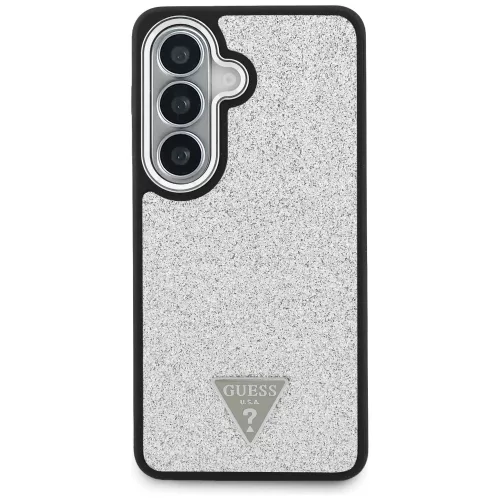 Guess - Rögzített Csillámos Háromszög Logó MagSafe (GUHMS26SPFGTSCMS) - Samsung Galaxy S26 - Ezüst