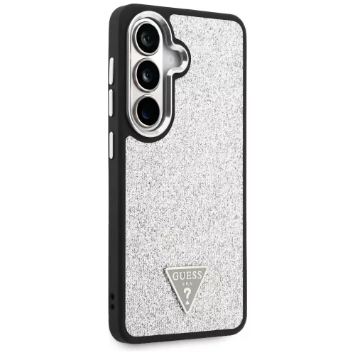 Guess - Rögzített Csillámos Háromszög Logó MagSafe (GUHMS26SPFGTSCMS) - Samsung Galaxy S26 - Ezüst