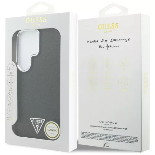 Guess - Rögzített Csillámos Háromszög Logó MagSafe (GUHMS26LPFGTSCMK) - Samsung Galaxy S26 Ultra - Fekete