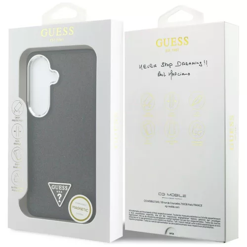 Guess - Rögzített Csillámos Háromszög Logó MagSafe (GUHMS26MPFGTSCMK) - Samsung Galaxy S26 Plus - Fekete