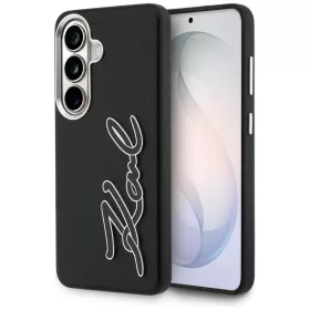   Karl Lagerfeld - Full Wrapped Grained Leather with Signature Resin Logo (KLHCS26SPGFKSRSK) - Samsung Galaxy S26 - Black