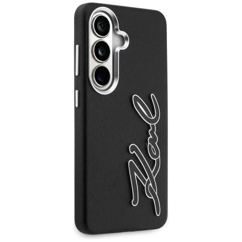Karl Lagerfeld - Full Wrapped Grained Leather with Signature Resin Logo (KLHCS26SPGFKSRSK) - Samsung Galaxy S26 - Black