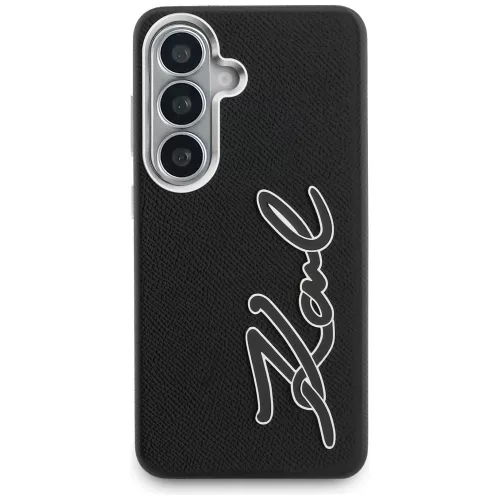 Karl Lagerfeld - Full Wrapped Grained Leather with Signature Resin Logo (KLHCS26SPGFKSRSK) - Samsung Galaxy S26 - Black