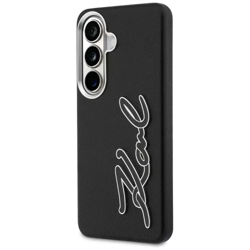 Karl Lagerfeld - Full Wrapped Grained Leather with Signature Resin Logo (KLHCS26SPGFKSRSK) - Samsung Galaxy S26 - Black
