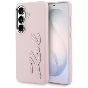   Karl Lagerfeld - Full Wrapped Grained Leather with Signature Resin Logo (KLHCS26SPGFKSRSP) - Samsung Galaxy S26 - Pink