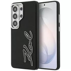   Karl Lagerfeld - Full Wrapped Grained Leather with Signature Resin Logo (KLHCS26LPGFKSRSK) - Samsung Galaxy S26 Ultra - Black