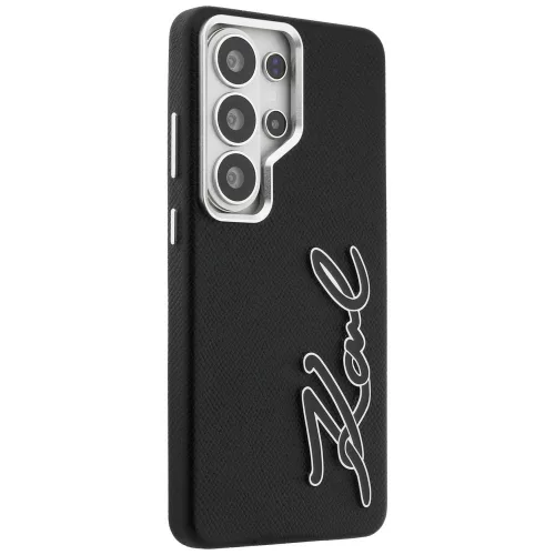 Karl Lagerfeld - Full Wrapped Grained Leather with Signature Resin Logo (KLHCS26LPGFKSRSK) - Samsung Galaxy S26 Ultra - Black