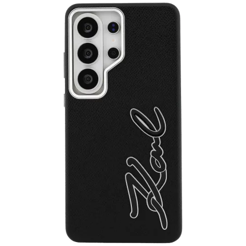 Karl Lagerfeld - Full Wrapped Grained Leather with Signature Resin Logo (KLHCS26LPGFKSRSK) - Samsung Galaxy S26 Ultra - Black