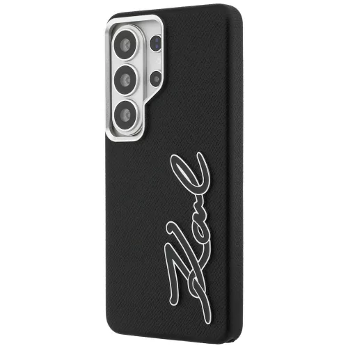 Karl Lagerfeld - Full Wrapped Grained Leather with Signature Resin Logo (KLHCS26LPGFKSRSK) - Samsung Galaxy S26 Ultra - Black