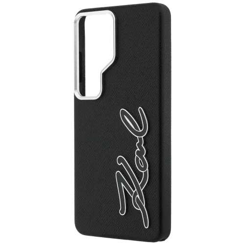 Karl Lagerfeld - Full Wrapped Grained Leather with Signature Resin Logo (KLHCS26LPGFKSRSK) - Samsung Galaxy S26 Ultra - Black