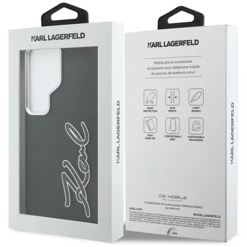Karl Lagerfeld - Full Wrapped Grained Leather with Signature Resin Logo (KLHCS26LPGFKSRSK) - Samsung Galaxy S26 Ultra - Black