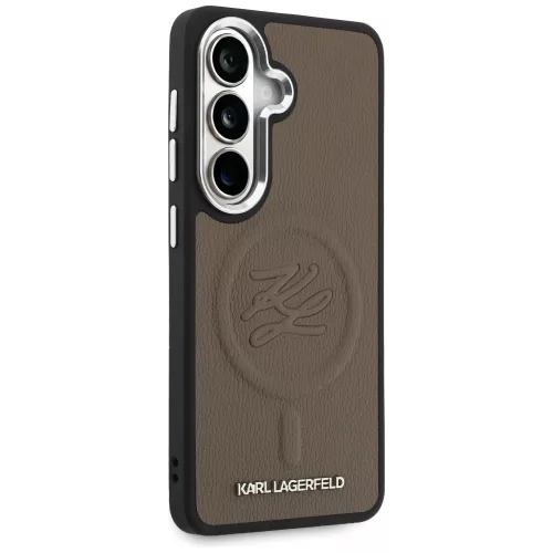 Karl Lagerfeld - Leather with Initial Logo Debossed MagSafe (KLHMS26SPGFKLRDW) - Samsung Galaxy S26 - Brown