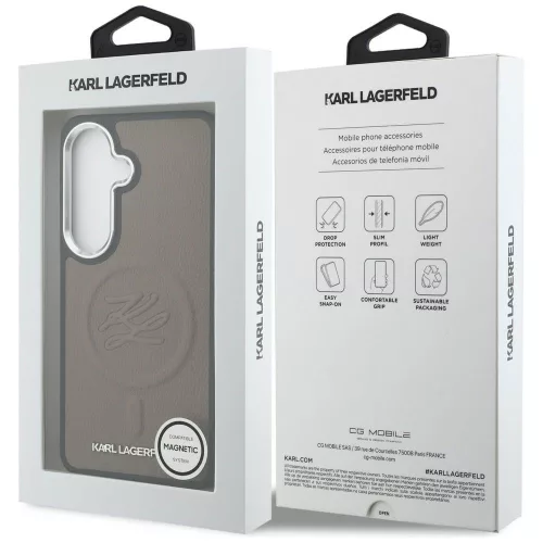 Karl Lagerfeld - Leather with Initial Logo Debossed MagSafe (KLHMS26SPGFKLRDW) - Samsung Galaxy S26 - Brown