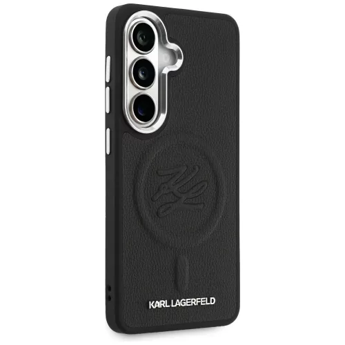 Karl Lagerfeld - Leather with Initial Logo Debossed MagSafe (KLHMS26MPGFKLRDK) - Samsung Galaxy S26 Plus - Black