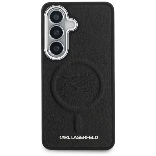 Karl Lagerfeld - Leather with Initial Logo Debossed MagSafe (KLHMS26MPGFKLRDK) - Samsung Galaxy S26 Plus - Black