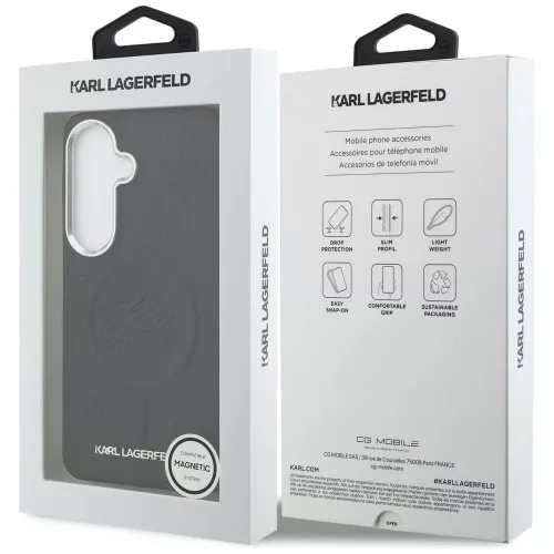 Karl Lagerfeld - Leather with Initial Logo Debossed MagSafe (KLHMS26MPGFKLRDK) - Samsung Galaxy S26 Plus - Black