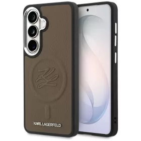   Karl Lagerfeld - Leather with Initial Logo Debossed MagSafe (KLHMS26MPGFKLRDW) - Samsung Galaxy S26 Plus - Brown