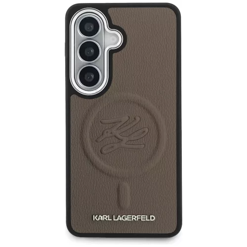 Karl Lagerfeld - Leather with Initial Logo Debossed MagSafe (KLHMS26MPGFKLRDW) - Samsung Galaxy S26 Plus - Brown