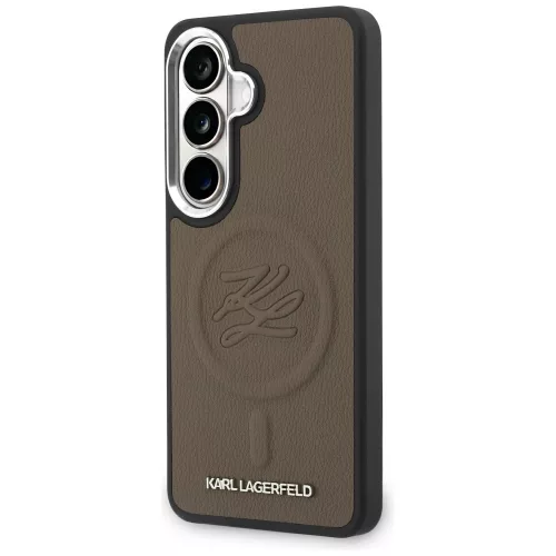 Karl Lagerfeld - Leather with Initial Logo Debossed MagSafe (KLHMS26MPGFKLRDW) - Samsung Galaxy S26 Plus - Brown