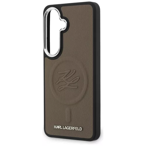 Karl Lagerfeld - Leather with Initial Logo Debossed MagSafe (KLHMS26MPGFKLRDW) - Samsung Galaxy S26 Plus - Brown