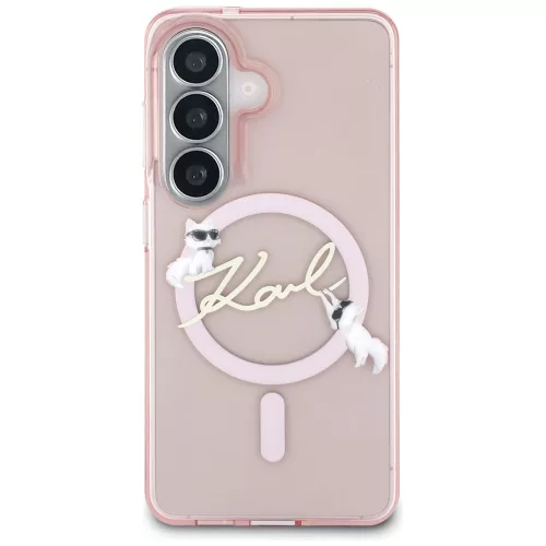 Karl Lagerfeld - IML Choupette Karl Script Logo MagSafe (KLHMS26S5HKSCAP) - Samsung Galaxy S26 - Pink