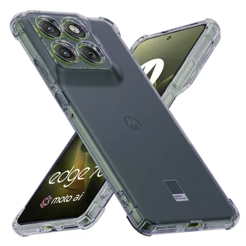 Techsuit - Shockproof Átlátszó Ütésálló Szilikon tok - Motorola Edge 70 - Átlátszó fekete