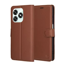   Techsuit - Leather Folio kinyitható tok - Honor X5c Plus - Barna