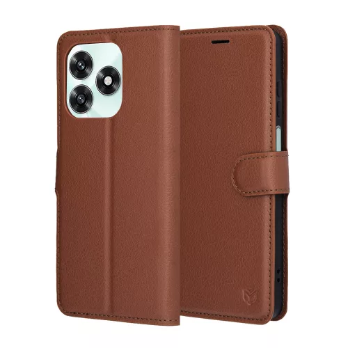 Techsuit - Leather Folio kinyitható tok - Honor X5c Plus - Barna