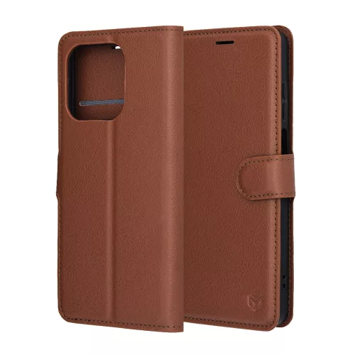 Techsuit - Leather Folio kinyitható tok - Honor X5c Plus - Barna