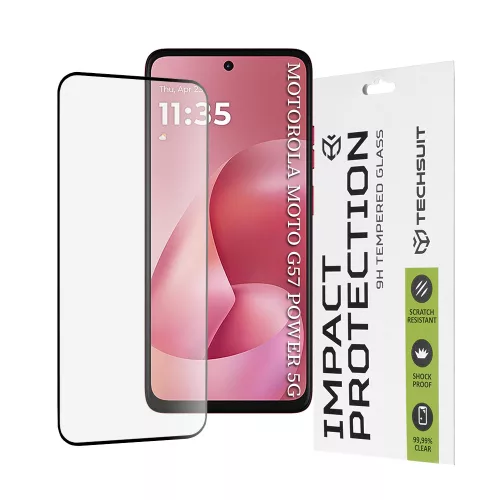 Techsuit - 111D Full Cover / Full Glue üvegfólia - Motorola Moto G57 Power / G67 Power - Fekete