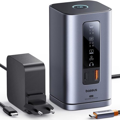 Baseus - 11in1 Docking Station Spacemate Series (B0112701) - Triple 4K Display, 10Gbps, PD100W Fast Charging - Space Grey
