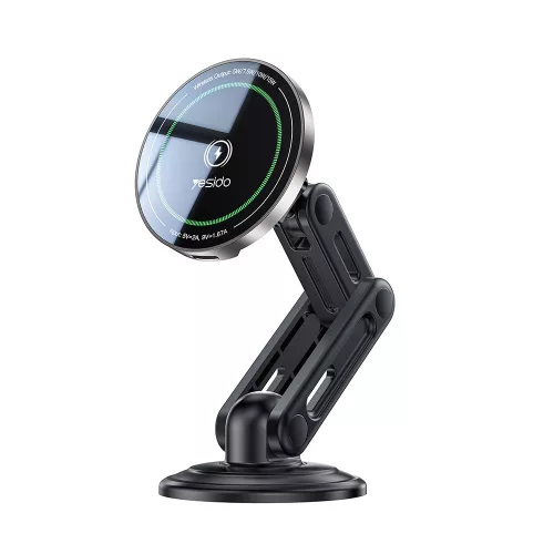 Yesido - Autós tartó vezeték nélküli töltéssel (C317) Dashboard / Szellőzőrácsra, N52 Mágnes, 15W, Type-C - Black