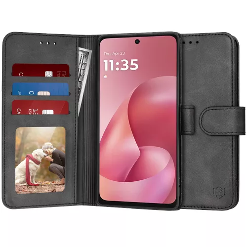 Techsuit - Diary Book kinyitható tok - Motorola Moto G57 Power / G67 Power - Fekete
