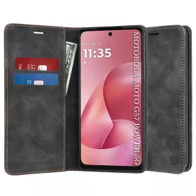   Techsuit - Confy Cover kinyitható tok - Motorola Moto G57 Power / G67 Power - Fekete