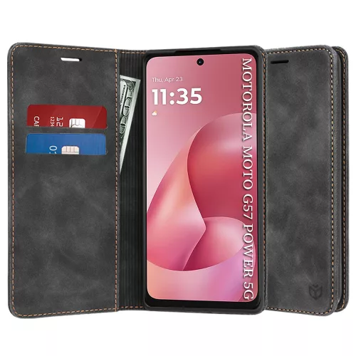 Techsuit - Confy Cover kinyitható tok - Motorola Moto G57 Power / G67 Power - Fekete