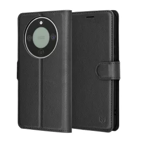   Techsuit - Leather Folio kinyitható tok - Honor Magic8 Lite - Fekete