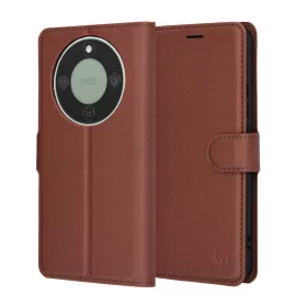   Techsuit - Leather Folio kinyitható tok - Honor Magic8 Lite - Barna