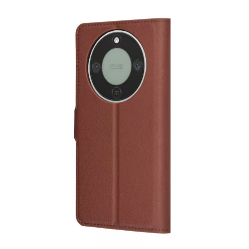 Techsuit - Leather Folio kinyitható tok - Honor Magic8 Lite - Barna