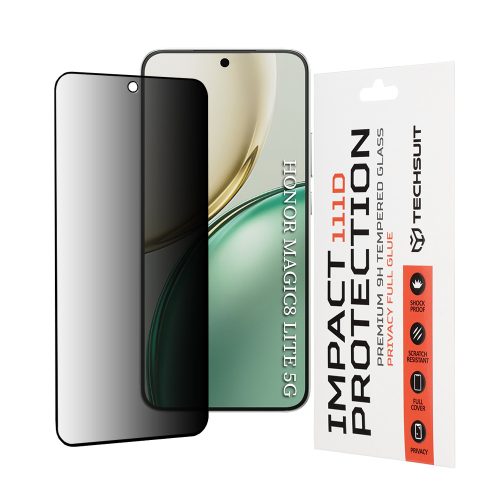 Techsuit - 111D Privacy betekintésgátló üvegfólia - Honor Magic8 Lite - Fekete