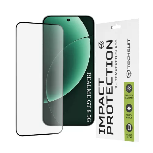 Techsuit - 111D Full Cover / Full Glue üvegfólia - Realme GT 8 Pro - Fekete széllel