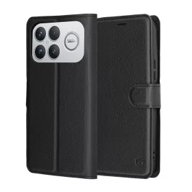   Techsuit - Leather Folio kinyitható tok - Xiaomi Poco F8 Ultra - Fekete