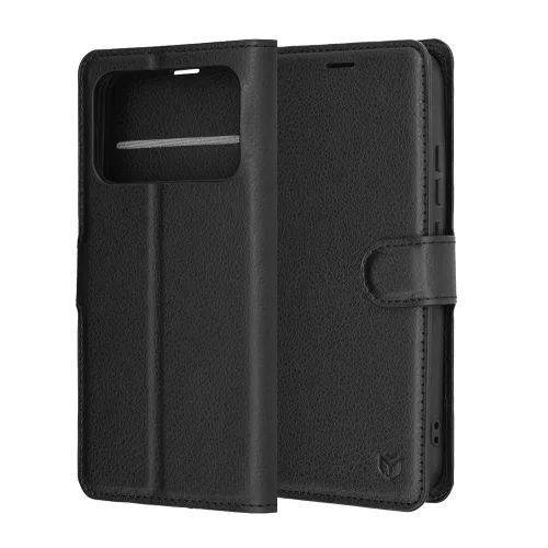 Techsuit - Leather Folio kinyitható tok - Xiaomi Poco F8 Pro - Fekete