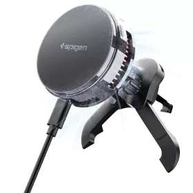   Spigen - Autós tartó vezeték nélküli töltéssel Essential EV25MFAQ (ACP10511) - MagSafe, Gyorstöltés, Szellőzőrácsra, 25W- Black