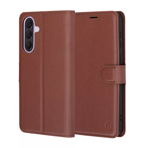 Techsuit - Leather Folio kinyitható tok - Samsung Galaxy A37 5G / A36 5G - Barna