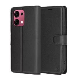   Techsuit - Leather Folio kinyitható tok - Oppo A6 Pro 4G / A6 Pro 5G - Fekete