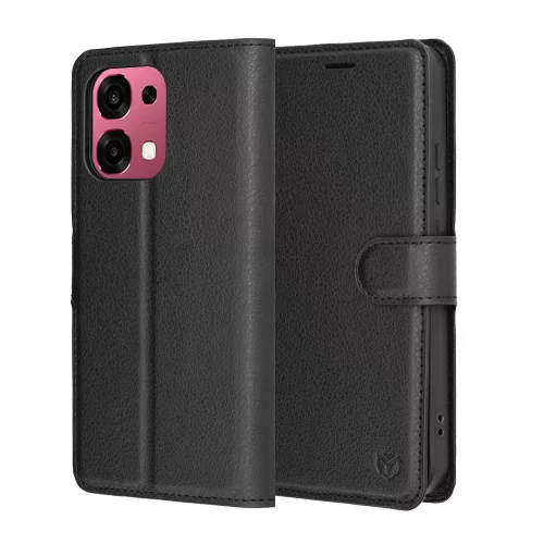 Techsuit - Leather Folio kinyitható tok - Oppo A6 Pro 4G / A6 Pro 5G - Fekete