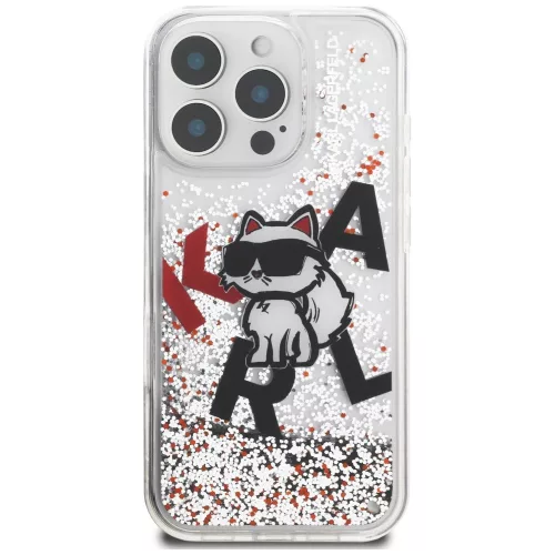 Karl Lagerfeld - Liquid Glitter Choupette Logo (KLHCP16XLCHSCTDT) - iPhone 16 Pro Max - Clear